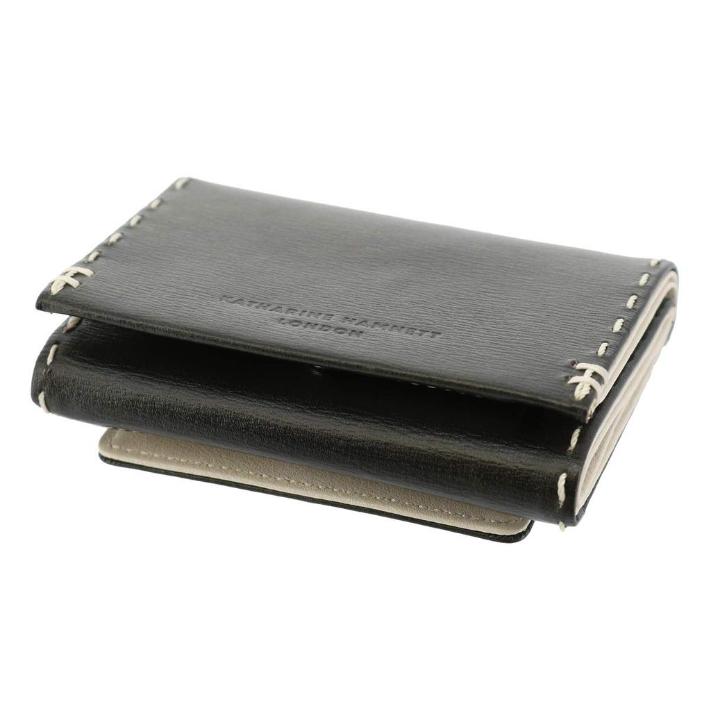 Katharine Hamnett London Color Tailored 2 Made with Premium Japanese Kip Leather Compact with Coin Dark Brown Tri-fold Wallet, Antique-Style