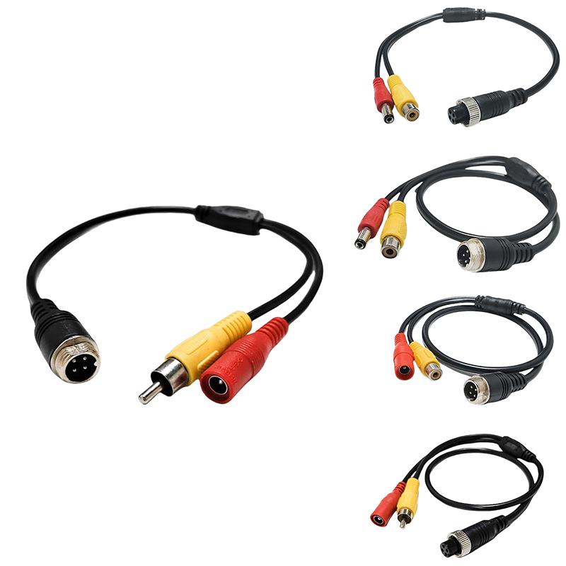 1 Piece Rca Av & Dc Power Converter Cable 4Pin Aviation Male To Female Adapter For Car Rear Camera Monitor Diy Accessories