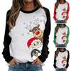 Women's Fashion Leisure Christmas Print  Long Sleeve Pullover Top