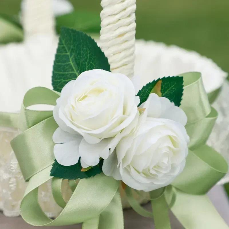 Svatební dekorace Košík pro družičku Svatební květina Rozhazovací košík na květiny Košík na okvětní lístky