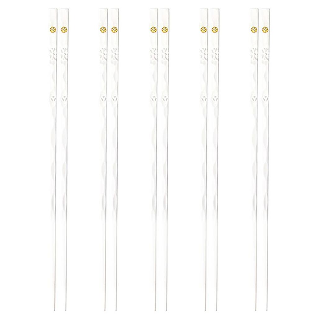 5 Pairs White Gold Chopsticks Set Healthy Korean Sushi Sticks Chopsticks Reusable Non-slip Chopsticks For Party Hotel Restaurant