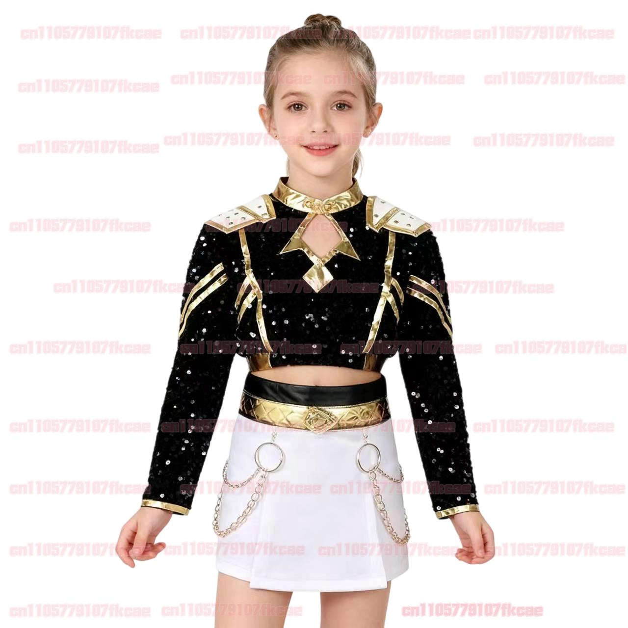 

2025 Костюм для косплею дорослого K-pop Румі/міра, перука, сценічний одяг мисливців на демонів, пальто, кіно, Хелловін, Корея, одяг для групи айдолів, для дівчат kids 140CM