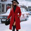 2025 Cross-Border Double-Breasted Solid Color Wool Coat with Lapel - Extra Long for Spring & Autumn