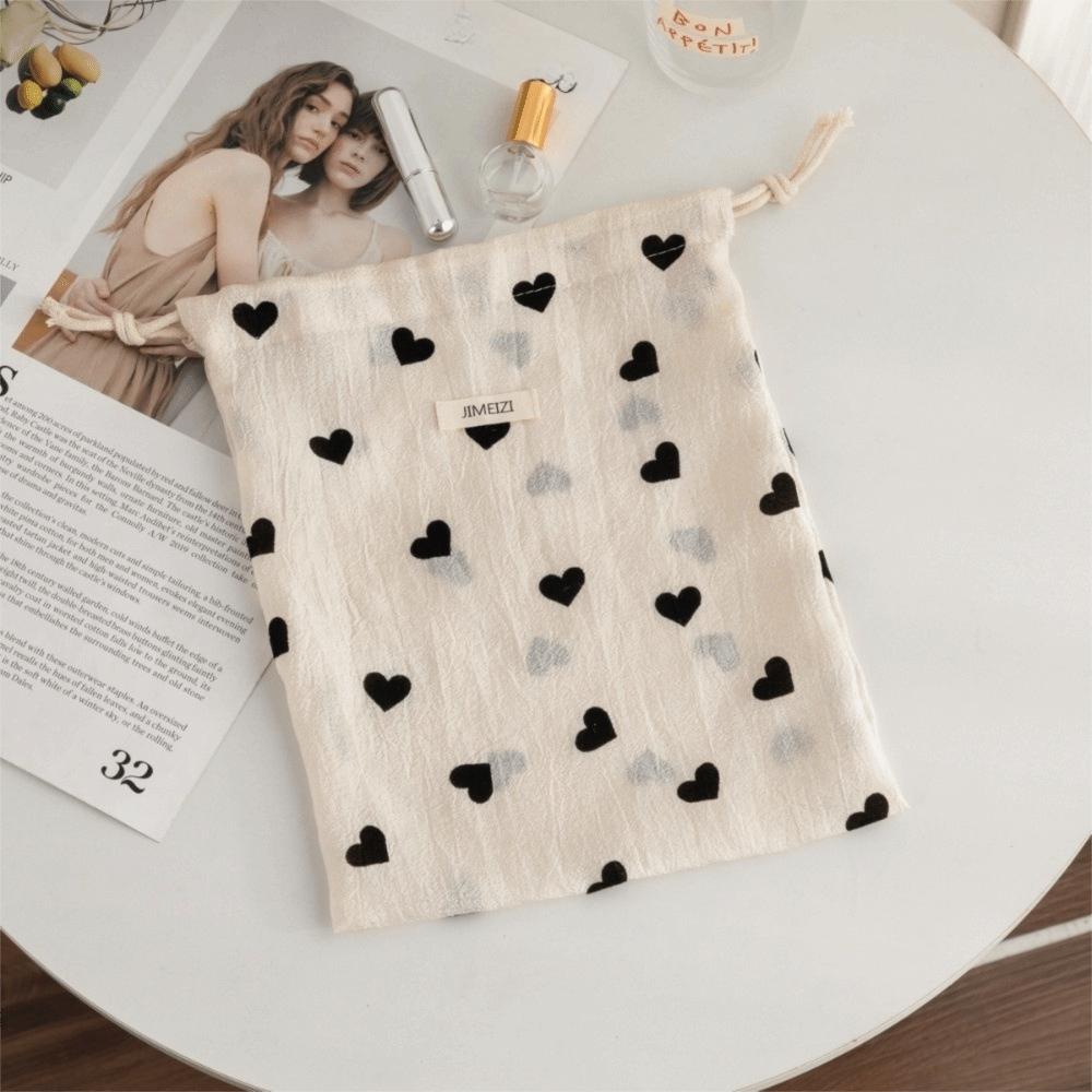Cute Love Print Drawstring Bags Portable Handbag Storage Bag Cosmetic Bags Travel Storage