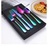 5PCS/SET Cutlery Set Iridescent Rainbow Colorful Stainless Steel Dinnerware Set Mirror Polishing Steak Knife Household Table Knife