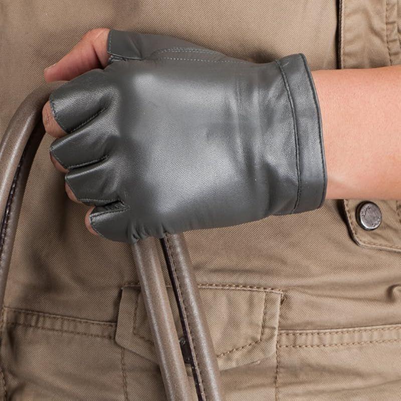 Used [Nappaglo] Men's Short Genuine Leather Sheep Leather Fingerless Summer Spring Autumn Commuting School Exercise Driving Motorcycle Gloves Gloves
