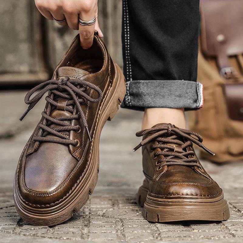 New Autumn and Winter Men's Leather Shoes Thick-soled Cowhide and Versatile Breathable Casual Men's Leather Shoes