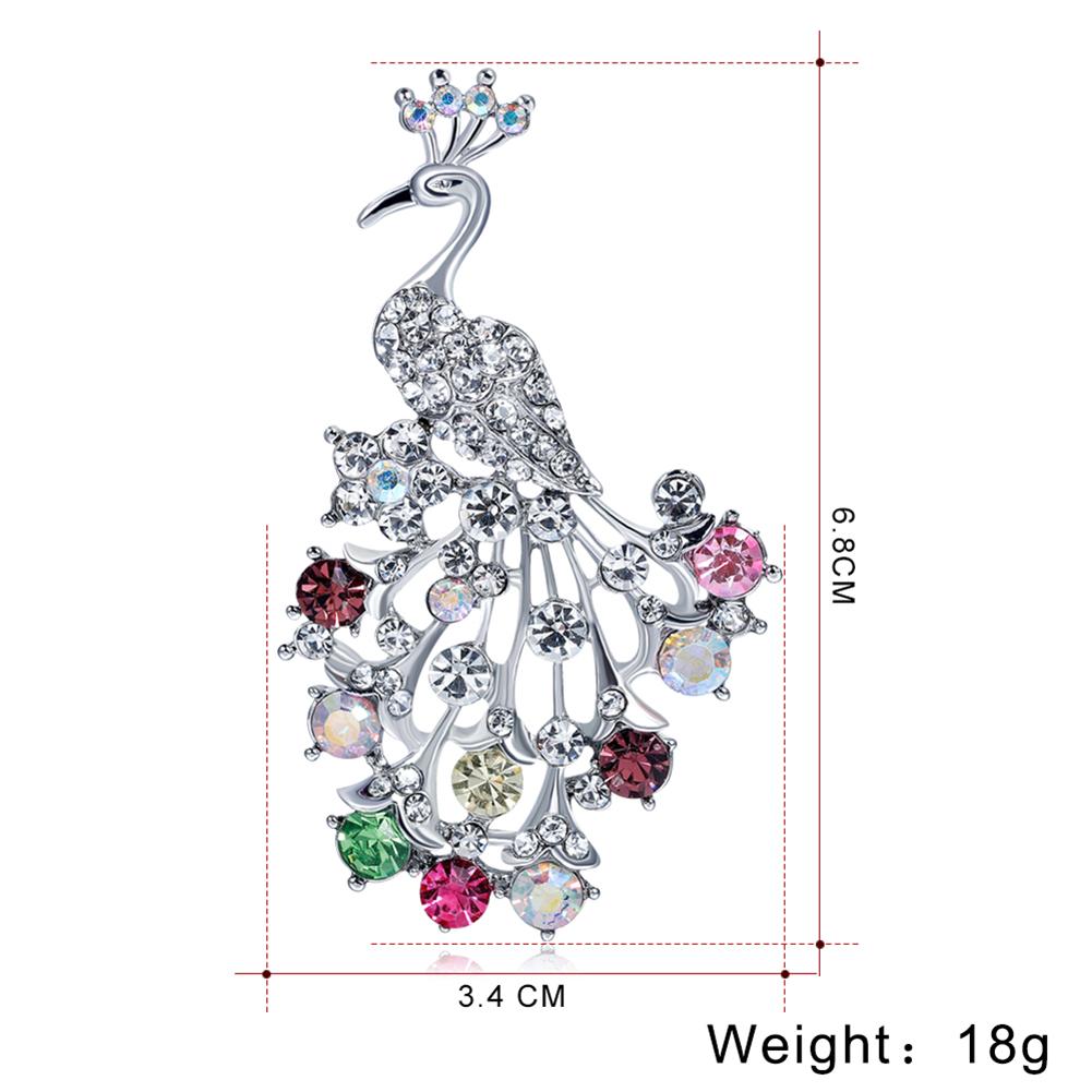 Women Elegant Peacock Brooches Fashion Shimmer Breastpin for Wedding Party