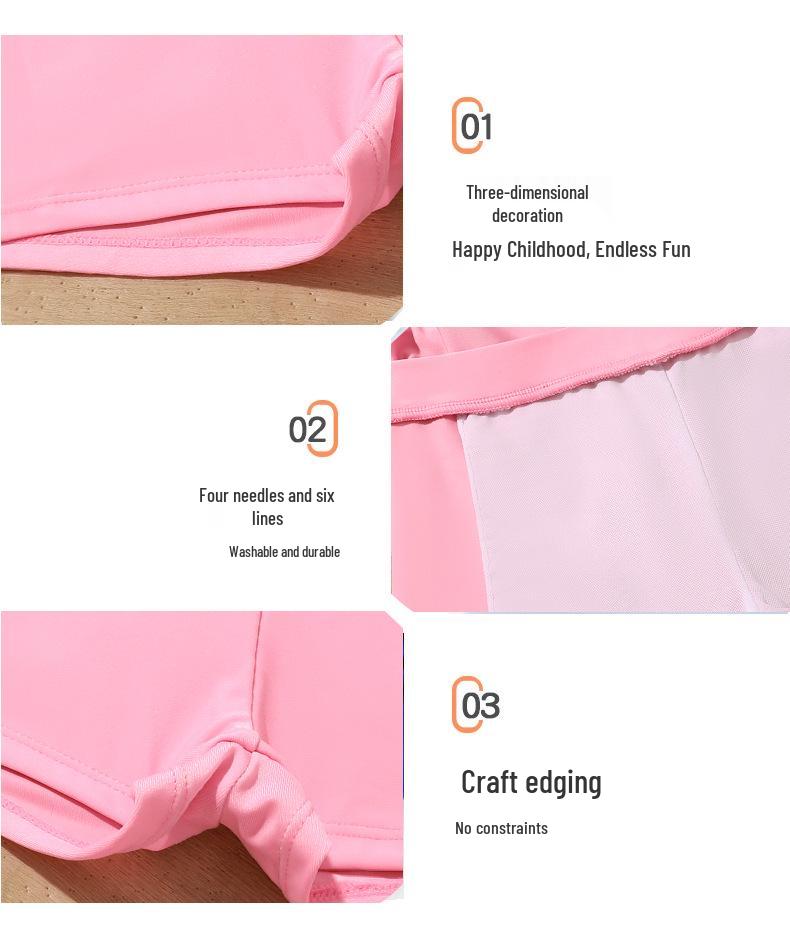 2025 Pink Tie-Dye Long Sleeve Two-Piece Swimsuit for Girls: Includes Short Skirt