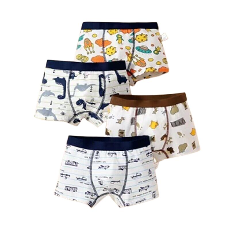 

4 шт. детские боксеры-брифы А-типа из чистого хлопка, мультяшный дизайн, возраст 1-12 лет S