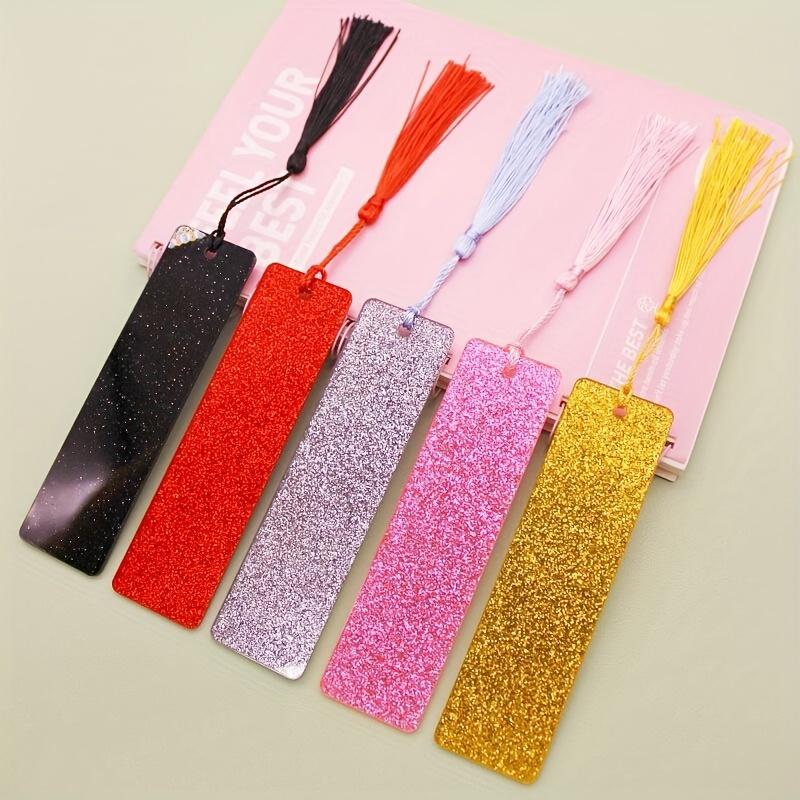 1 pezzo di Segnalibro Acrilico Glitterato Vuoto, Ornamento Fatto a Mano DIY, Incollato con Cartoncino Logo Le e Etichetta Libro, Regalo Perfetto per Amici