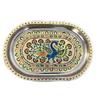 Handicrafts Set of 6 Stainless Steel Glass Indian Handmade Meena Work Peacock Design Golden Color Diwali Christmas Tumbler Gift Set With Serving Tray