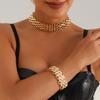 Chunky Punk Chain Necklace and Metal Bracelet Set