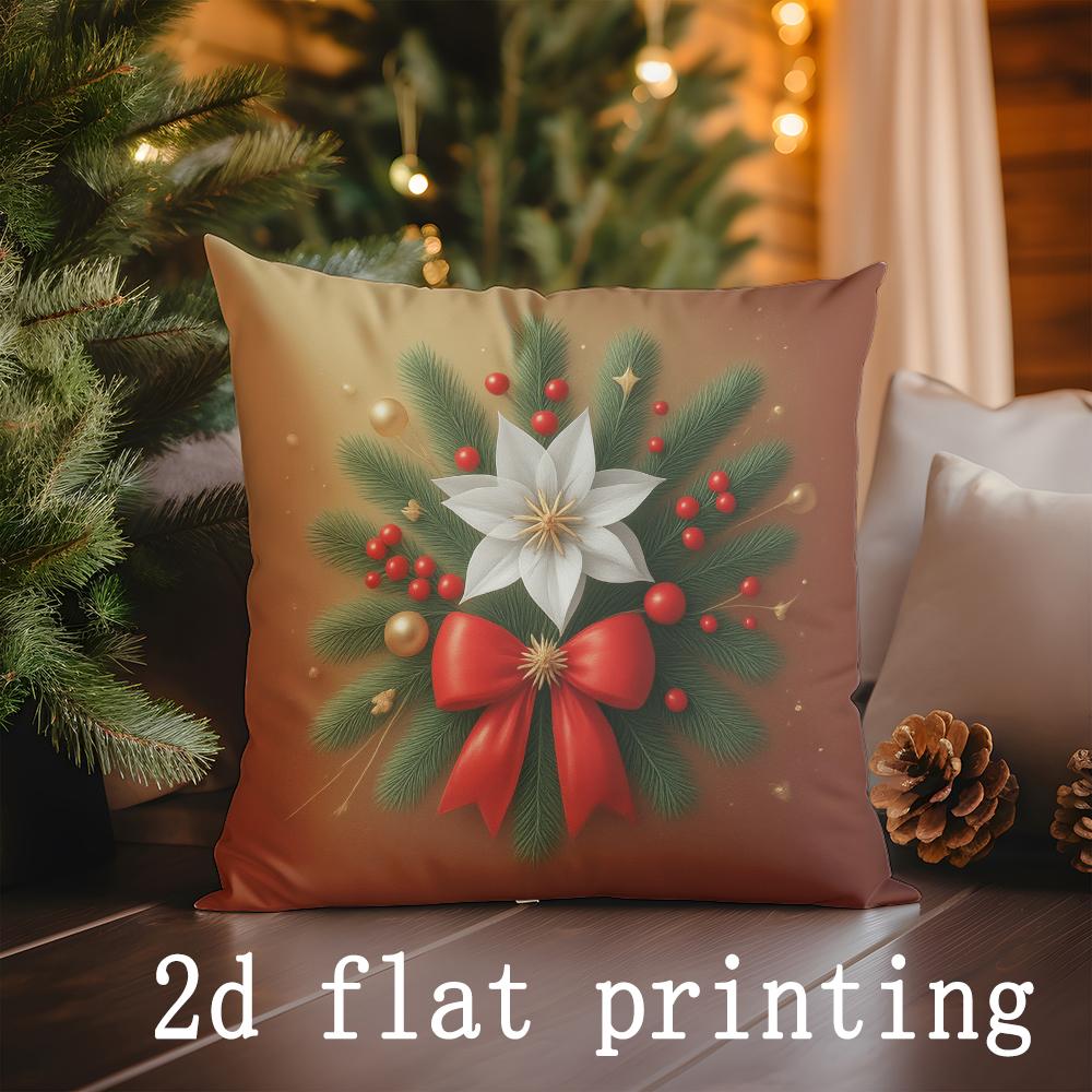Home Decor Christmas-themed Floral and Tree Pillow Covers Pattern Cushion Cover Suitable for Sofa Bedroom Car Pillow Cover