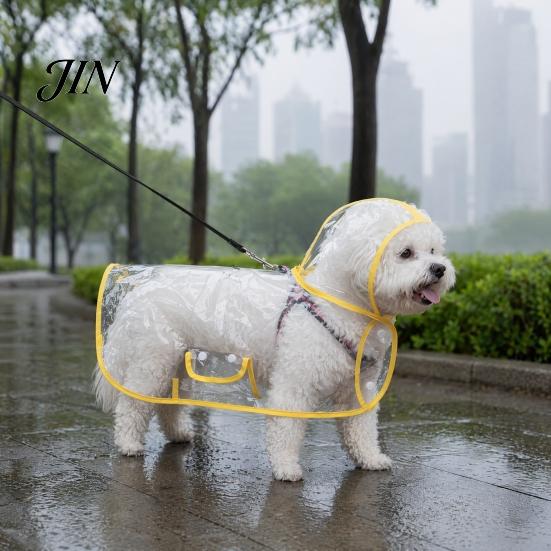 Dog Raincoat with Hood Clear Poncho, Waterproof EVA Rain Suit for Small Medium Dogs, Rainy Day Coat Pet Jacket And Leash Hole, Teddy Bichon