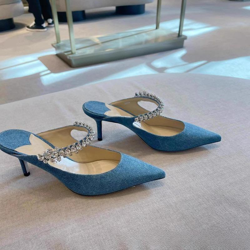 Fashion Women's Pointed Toe High Heels Rhinestone Chain Open Toe Sandals Sparkly Luxury Full Rhinestone Chic