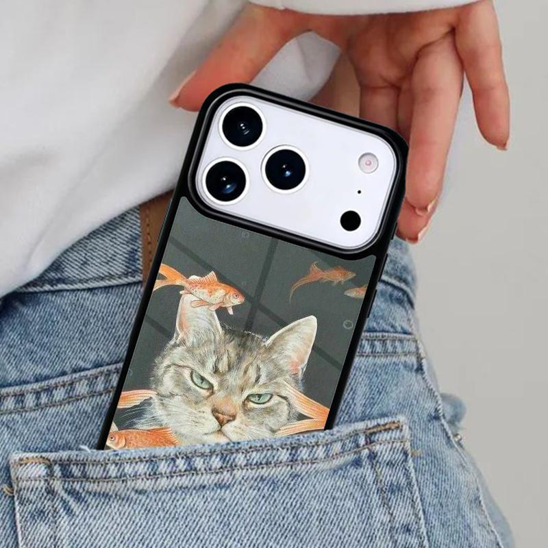 Cat And Goldfish Phone Case for iPhone 16e 15 14 13 12 17 Pro Max Plus Air 17pro Cover Coque