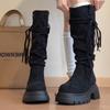 Retro versatile tassel lace-up thick-soled knight boots women's 2025 autumn new thin small fashion boots