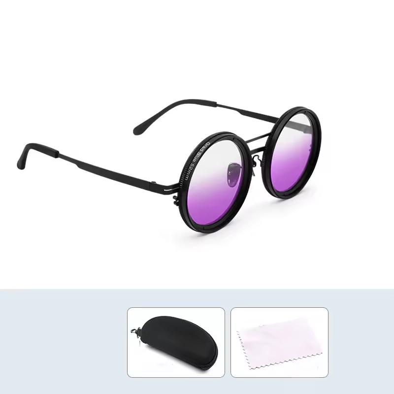 1Set Adjustable Tint Sunglasses Men Women ND9 Dimming Sun Glasses Retro Round Eyeglass With Gradient Lenses 2025