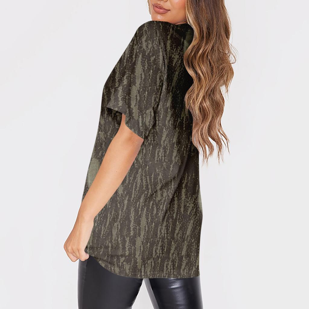 Damenmode O-Ausschnitt Kurzarm Arbeitskleidung mit Taschen Bedruckte Oberteile Sommeroberteile für Frauen