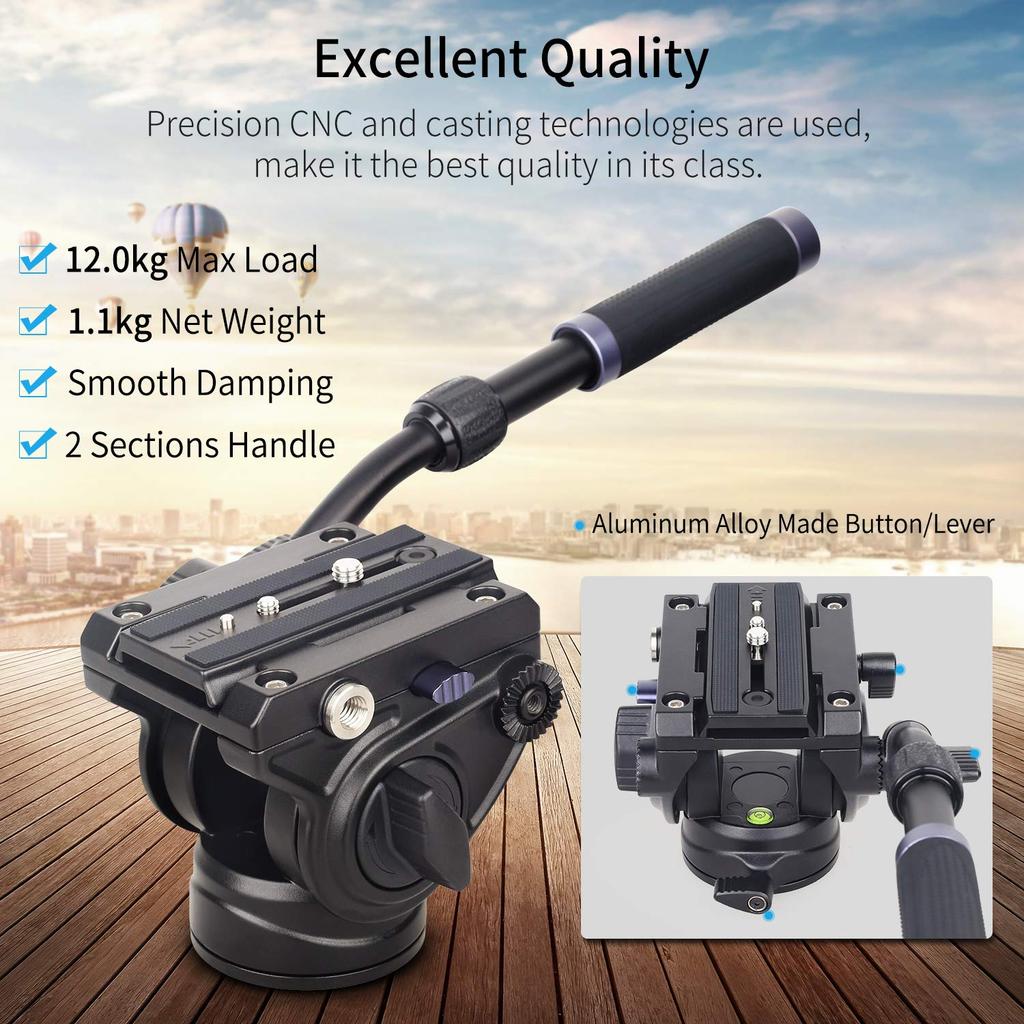 Tripod Fluid Head INNOREL F80 Drag Pan Camera Video Fluid Head with and Sliding CNC Professional Panoramic Max Load kg for DSLR Video Cameras and Film