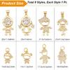 SUPERFINDINGS 8 Styles Girl or Boy Charms Beads Micro Pave Clear Cubic Zirconia Charms Golden Crystal Boy Girl Pendants for Bracelets Earrings