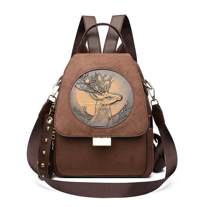 Embroidered Shoulder Bag for Women, Versatile Travel Backpack with Waterproof Feature and Large Capacity for Books