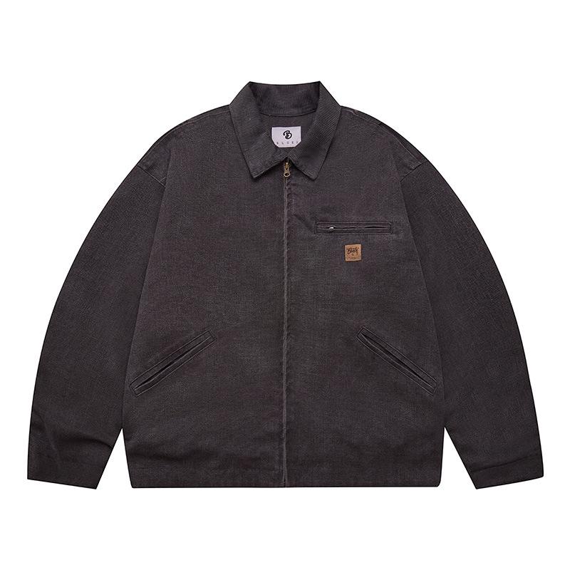 Japanese Retro Coffee-Colored Men's Loose Workwear Jacket