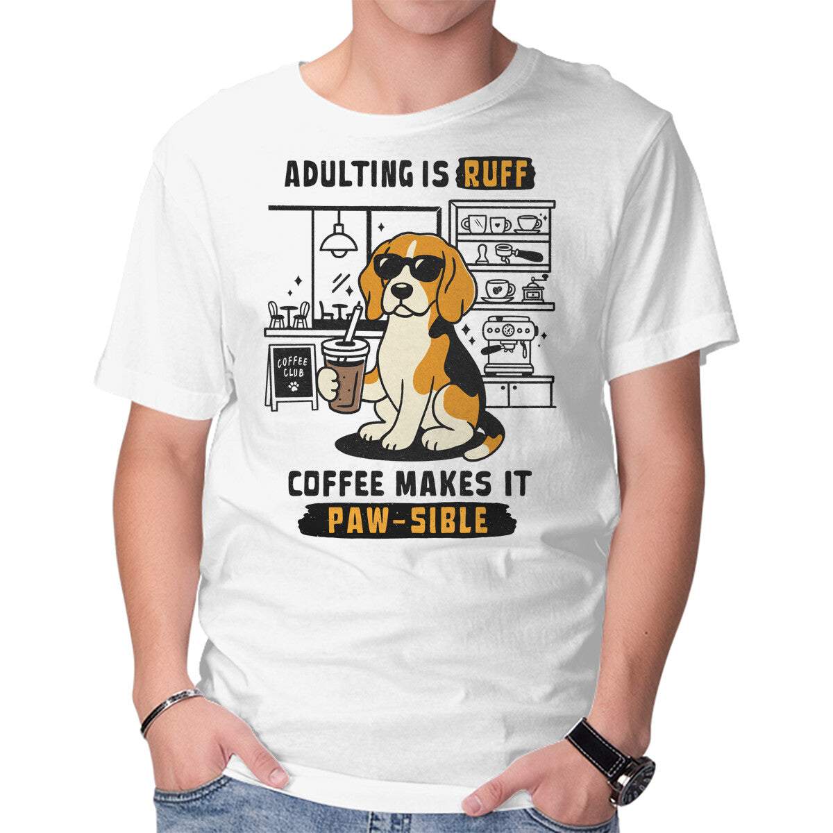 Unisex Crew Neck T-Shirt Adulting Is Ruff Graphic Short Sleeve Casual Tee XXL