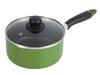 Pearl Metal Wako Trading 18cm Saucepan with Glass Lid, Non-stick Coating, IH Compatible, Green, New Four HB-8597