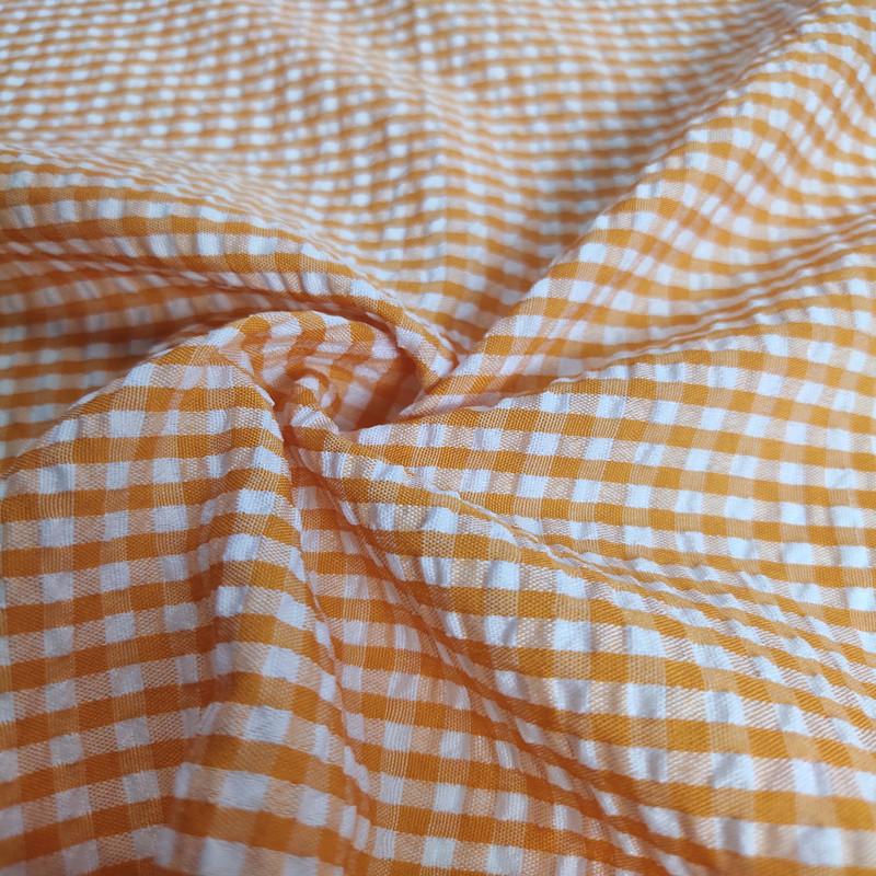 Thin Seersucker Plaid Fabrics By Meters for Summer Clothes Dress T-shirts Shirt Sewing Strip Needlework Soft Cloth Red Pink Blue