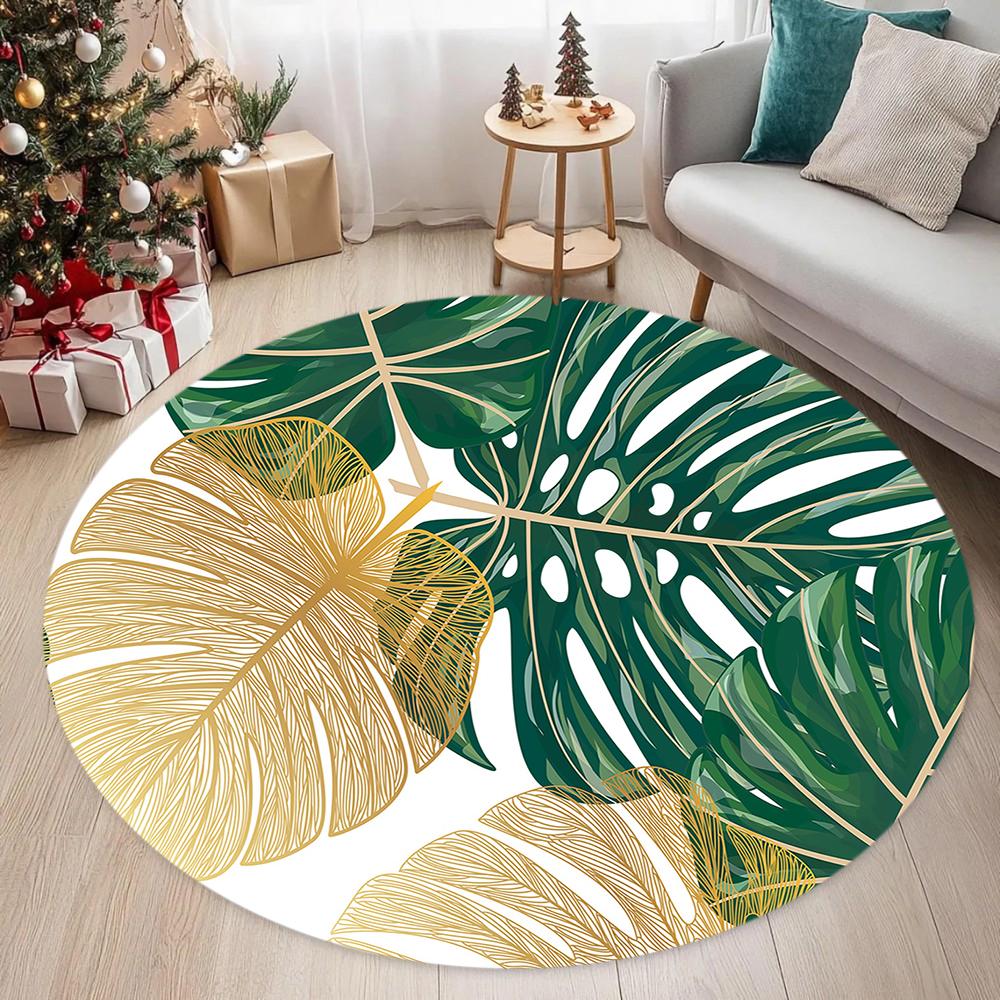

Elegant Teal Area Floormat Gold Leaf Pattern Rug Great for Living Room Layout Children Home Chair Mat Mat Home Decoration 60cmx60cm
