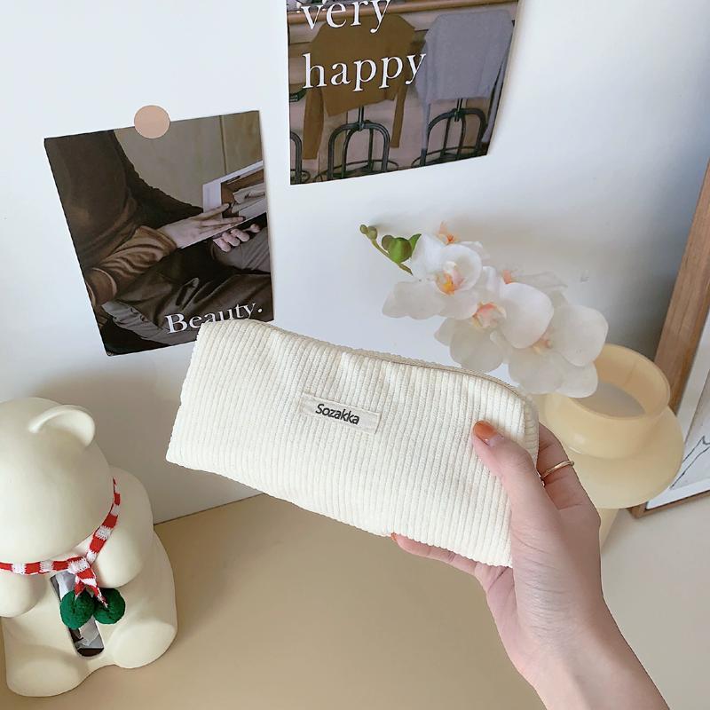 

Retro Corduroy Cosmetic Lipstick Storage Bag Women Makeup Handbags Organizer Pouch student Pencilcase Bags Pencil Case Travel Stationery Bag