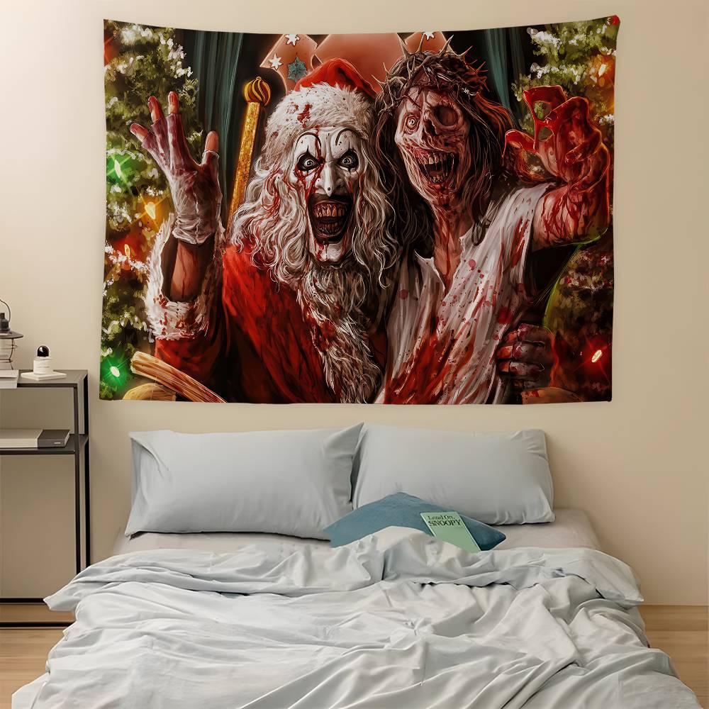 TTerrifier 3 Horror-Clown Film Gedruckter Wandteppich Indischer Buddha Wanddekoration Hexerei Böhmisch Hippie Dekor Decke