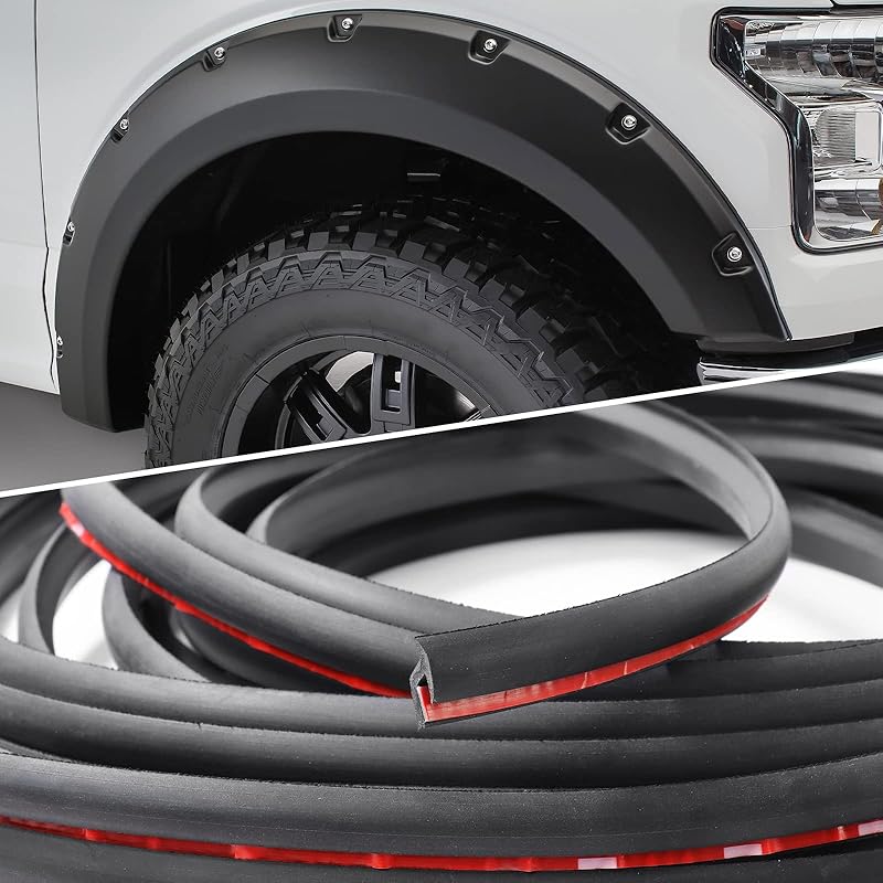 Fender Flares Edge Trim,Fender Flares EPDM Rubber Seal for Car and Truck Wheel Arch Well,Rubber Gasket for Fender Flare Universal,Bonds with 12 Feet