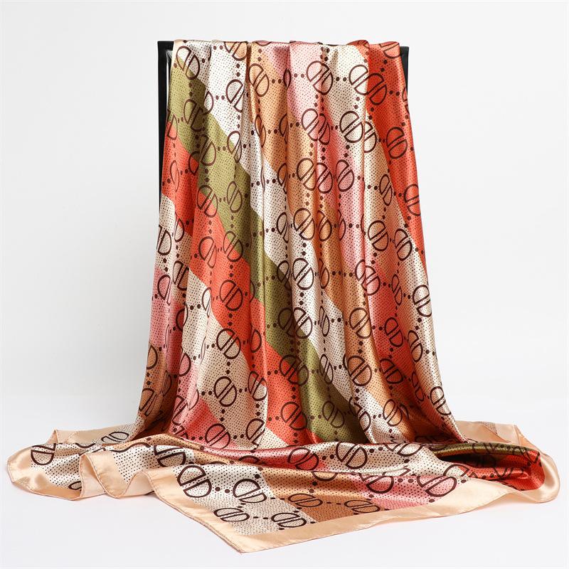 90 * 90 cm Nytt silkeskjerf Dame Vår- og sommerdekorativt skjerf Solkrem reisesjal Høst- og vinterskjerf tynn utgave