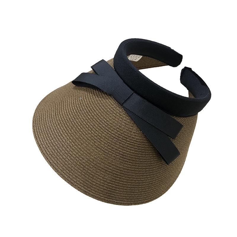 Fine cellulose empty top hat bow casual women's headband topless spring and summer sunshade sun protection duck tongue straw hat