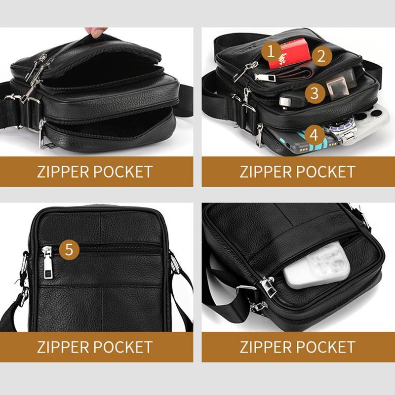 Letnia Nowa Męska Torba na Ramię z Prawdziwej Skóry, Torba Crossbody z Skóry Licowej, Modna Biznesowa Wielofunkcyjna Torba Kurierska z Klapą