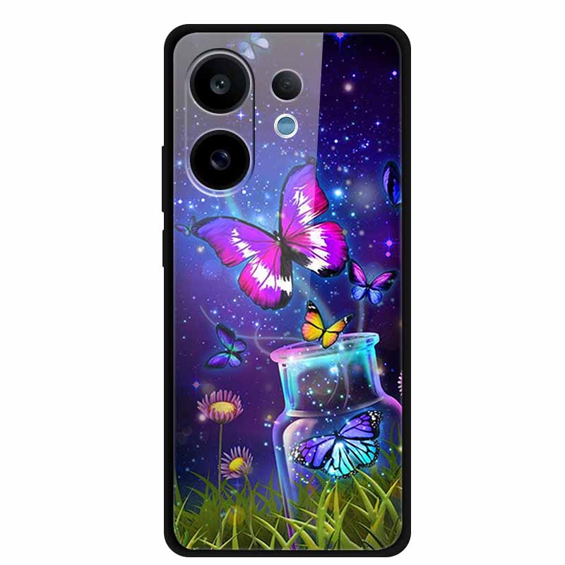 For Vivo V60 5G Glass Case Fashion Cool Animal Tempered Glass Back Cover Case For Vivo V 60 2025 Phone Cases 6.77" Fundas Coques