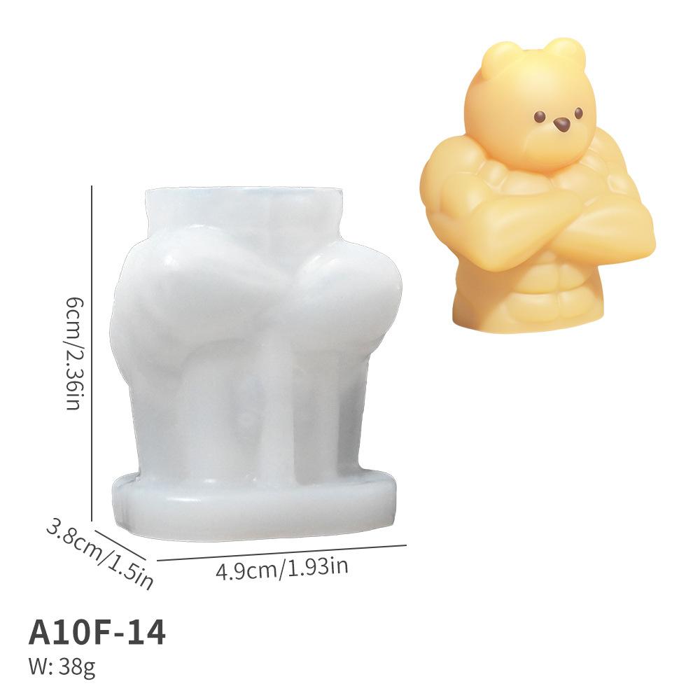 

3D Birthday Bear Aromatherapy Candle Mold DIY Cute Muscle Bear Abdominal Muscle Gypsum Mold for Birthday Gift Cake Candle Decor