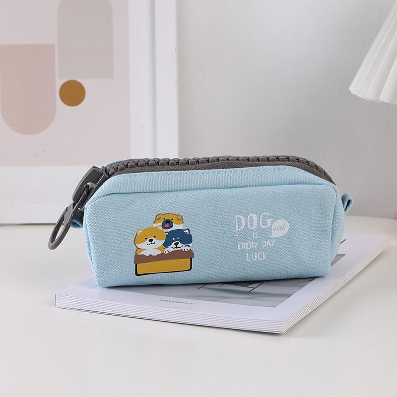 Canvas Pencil Case For Students Large Capacity Zipper Storage Bag For Girls