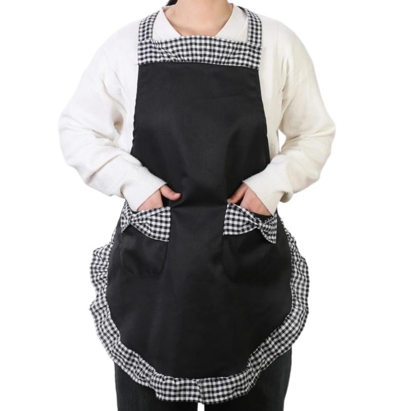 Fashion Bowknot Apron Adjustable Kitchen Cooking Aprons Women's Cake Apron with Pockets Halloween Mother's Day Gifts