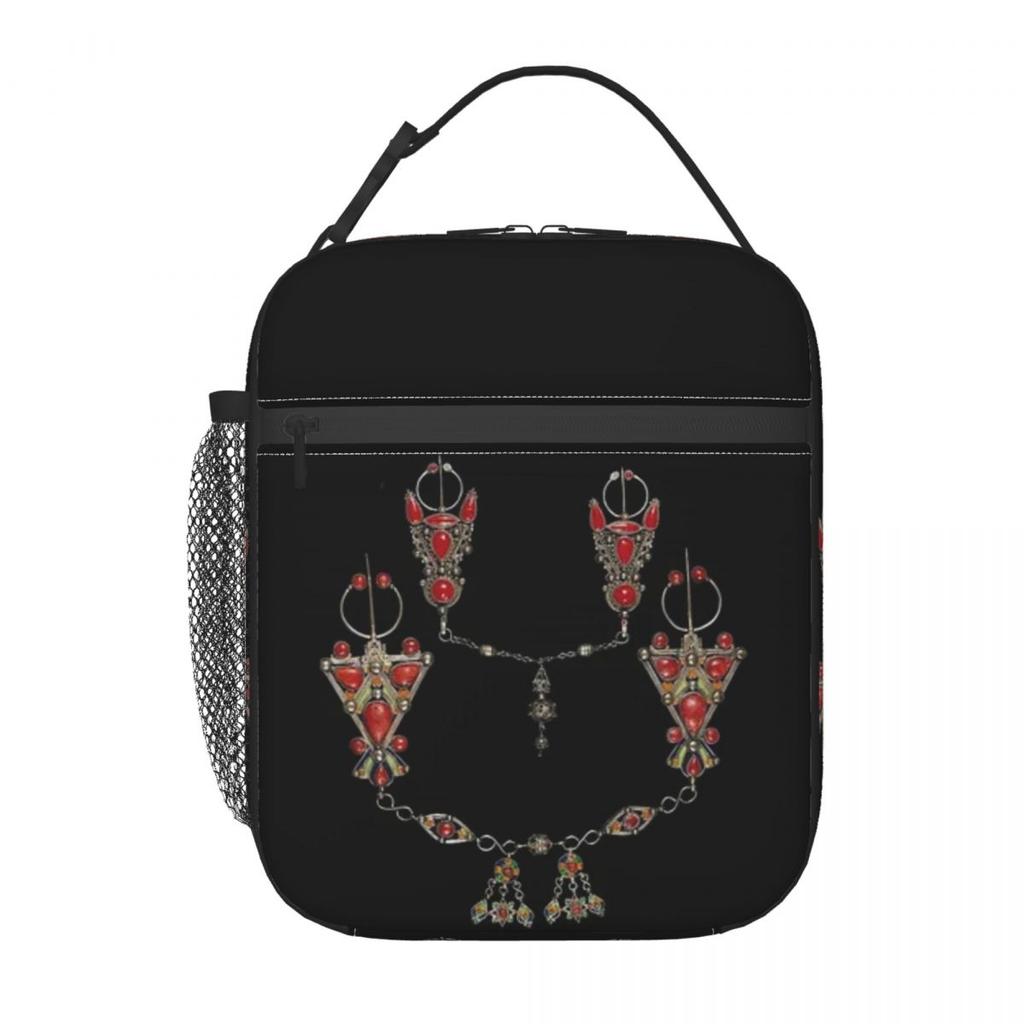 Z Imazighen Kabyle Jewelry Amazigh Berber Ethnic Insulated Lunch Bag for Women Children Food Boxes Thermal Lunch Box Tote