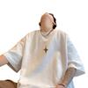 Men's 2023 Summer Seven-Sleeve Pure Cotton T-Shirt - White Trendy American Heavyweight Design