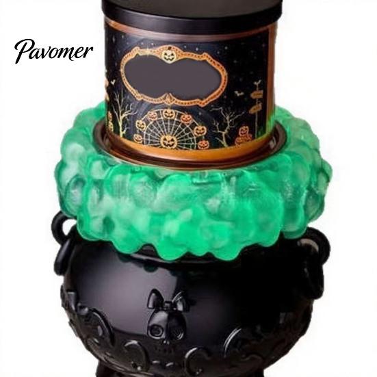 LED Witch Pot Halloween Cauldron Bubble Light Decor, Color Changing Potion Lamp with Illuminated Resin Crucible Purple Light, Spooky Gothic
