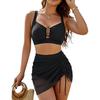 Women Two Piece Bikini Set U-wire Push-up Top Drawstring Tummy Control Swimsuit Summer Beach Pool Women Bathing Suit Swimwear