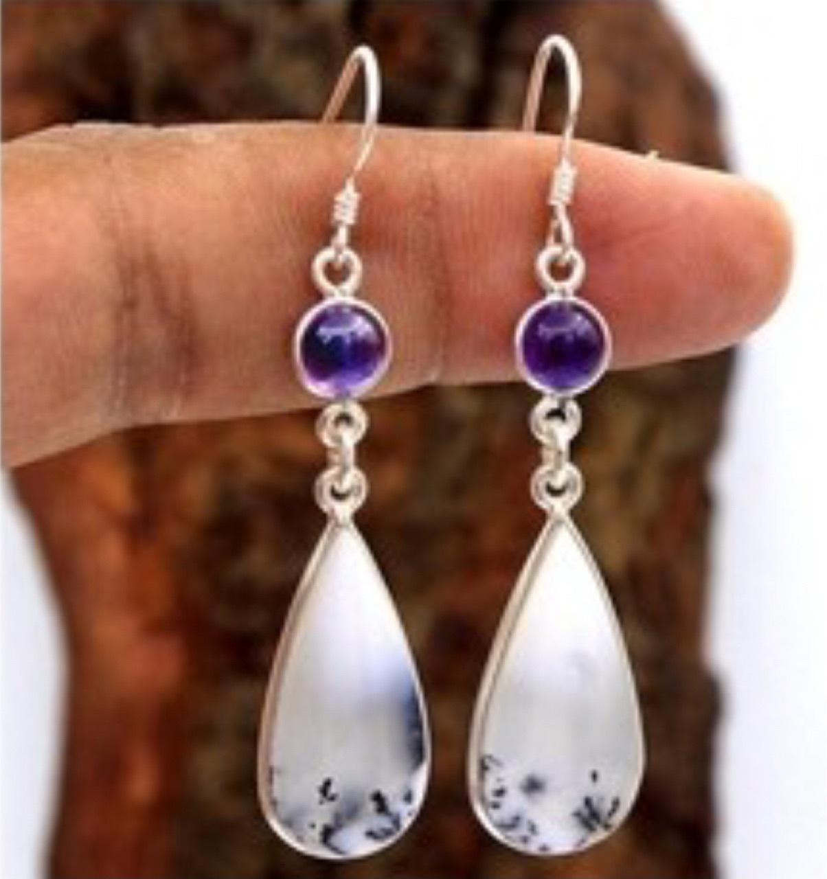 Purple Snowflake Water Drop Earrings Studs белый