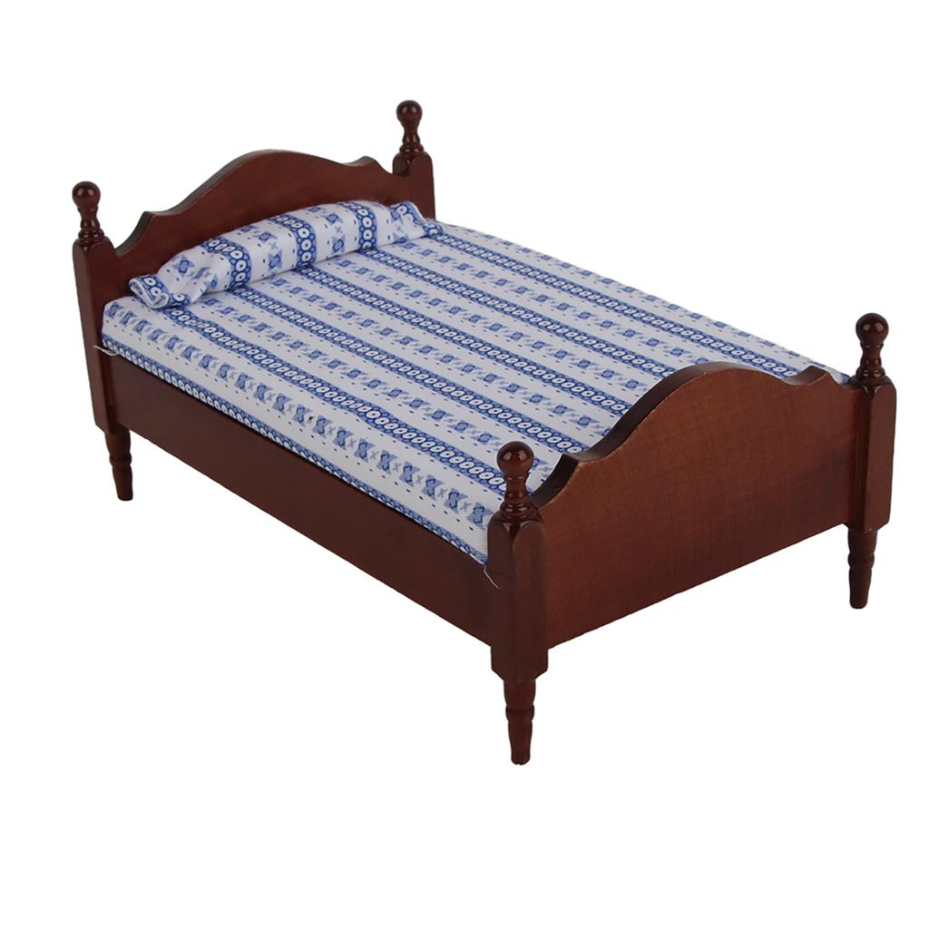 1:12   Wood Small Bed Model in Redwood Color    ature   Furniture