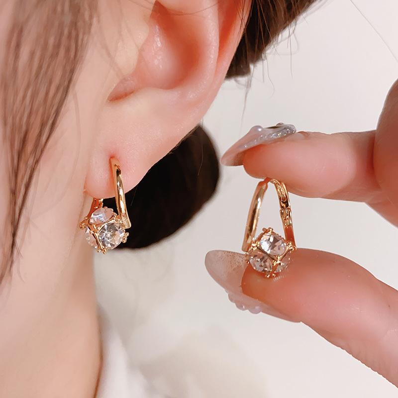 New trendy niche design high-end earrings women's versatile small exquisite zircon earrings