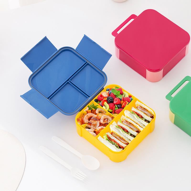 Flip-Top Handheld Bento Box: Student & Office Microwavable Lunch Container, Plastic Sealed.
